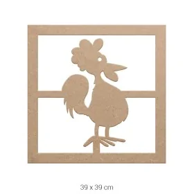 DS023 Horoz Figürlü Dekoratif Duvar Süsü Ham Ahşap Boyanabilir Obje